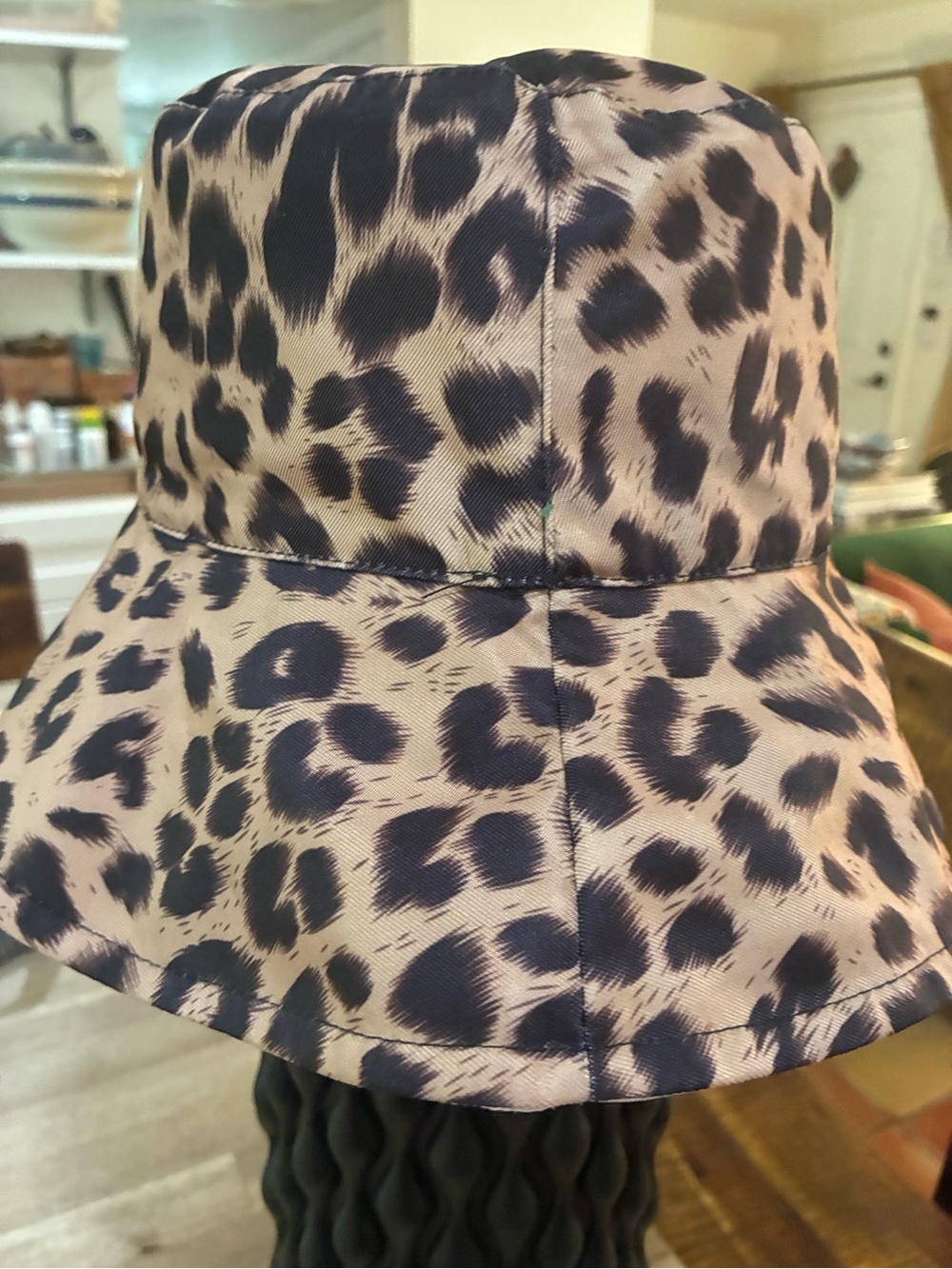 Leopard Print Bucket Hat - Beige and Black